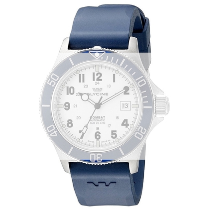 Glycine Combat Sub 3863 Horlogeband Blauw Rubber - 22mm