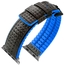 Apple Watch Horlogeband Hirsch Ayrton Zwart Leer Blauw Rubber