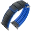 Apple Watch Horlogeband Hirsch Robby Zwart Leer Blauw Rubber