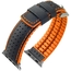 Apple Watch Horlogeband Hirsch Robby Zwart Leer Oranje Rubber