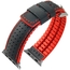 Apple Watch Horlogeband Hirsch Robby Zwart Leer Rood Rubber