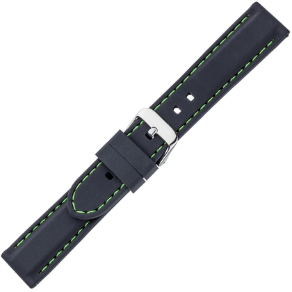 Zwart Silicone Rubberen Horlogeband - Groen Stiksel