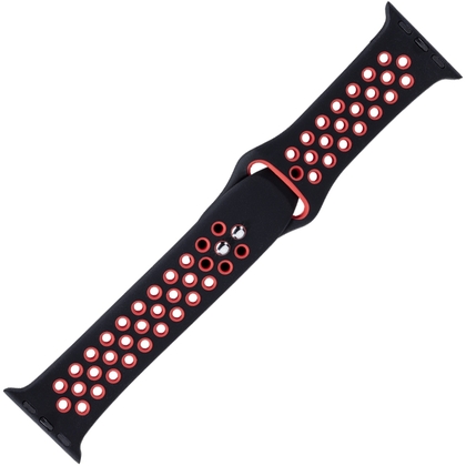 Apple Watch Sport Horlogeband Zwart en Rood Silicone Rubber