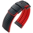 Hirsch Ayrton Performance Horlogeband Zwart Leer / Rood Rubber
