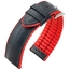 Hirsch Andy Performance Horlogeband Zwart Leer / Rood Rubber