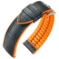 Hirsch Andy Performance Horlogeband Zwart Leer / Oranje Rubber