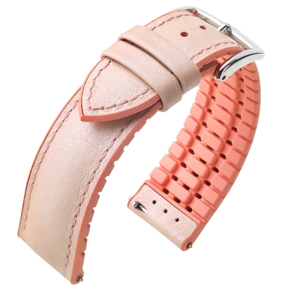 Hirsch Lindsey Performance Horlogeband Rose Leer / Abrikoos Rubber