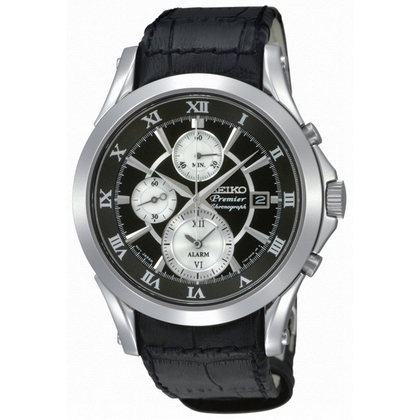 Seiko Premier Horlogeband SNAD29P1 Zwart Leer