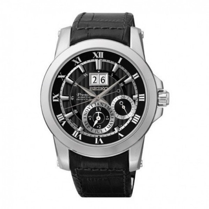 Seiko Premier Horlogeband SNP093P2 Zwart Leer 