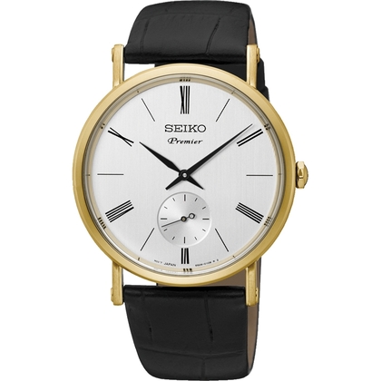 Seiko Premier Horlogeband SRK036P1 Zwart Leer 