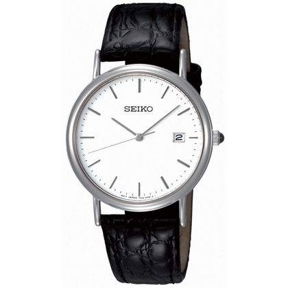 Seiko Horlogeband SKK693P1 Zwart Leer 18mm