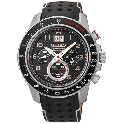 Seiko Sportura Horlogeband SPC139P1 Zwart Leer 