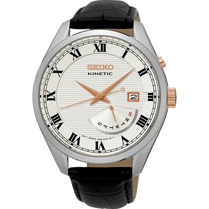 Seiko Kinetic Horlogeband SRN073P1 Zwart Leer
