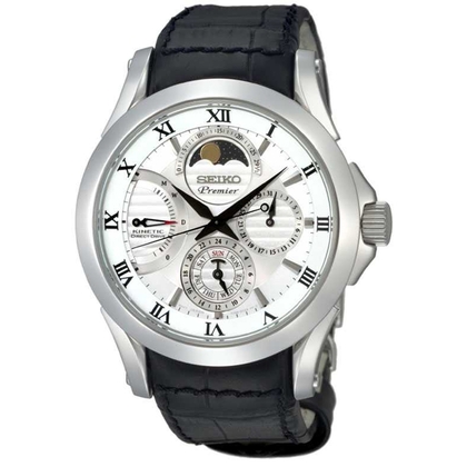 Seiko Premier Horlogeband SRX003 Zwart Leer