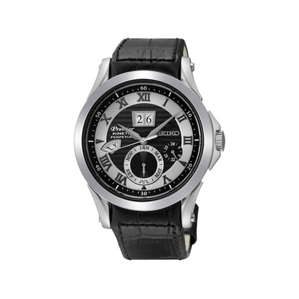 Seiko Premier Horlogeband SNP061 Zwart Leer