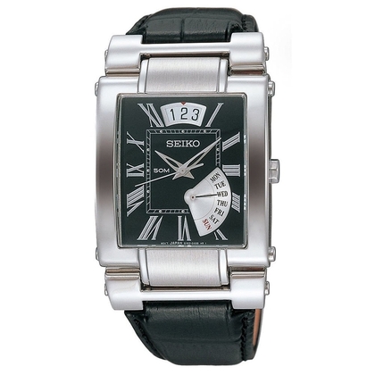 Seiko Horlogeband SPQ013 Zwart Leer