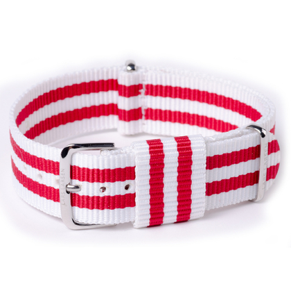 LLarsen / Lars Larsen 20mm NATO Strap White Red Bond Nylon - Stalen Gesp