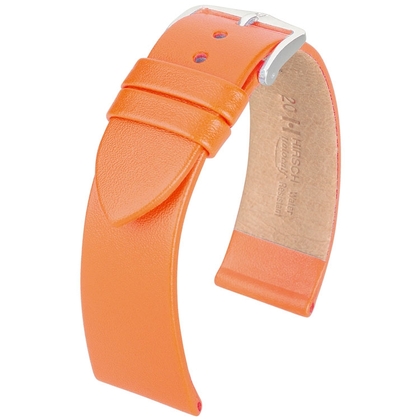 Hirsch Fashion Italiaans Nappa Kalfsleer Horlogebandje Oranje
