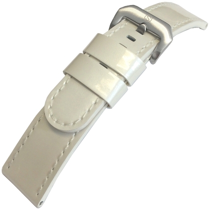 Lakleer Horlogebandje Lenzers Wit 22mm