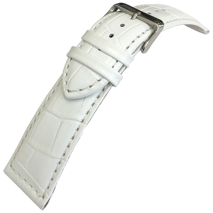 Alligator Kalfsleer Horlogebandje Lenzers Wit 24mm