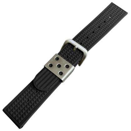 Waffle Strap Rubberen Horlogeband Zwart