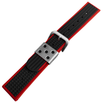Waffle Strap Rubberen Horlogeband Rood Zwart