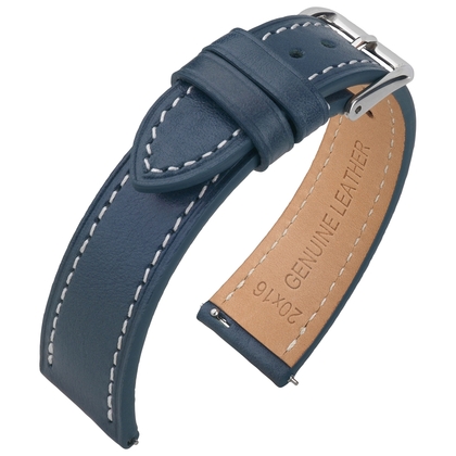 Kalfslederen Horlogebandje Vintage Blauw