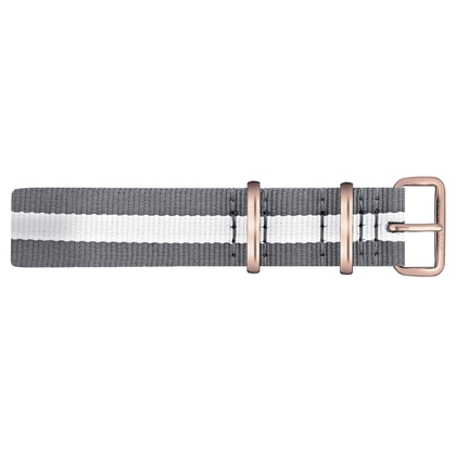 Paul Hewitt NATO Horlogeband Grijs Wit met Rosegouden Gesp 20mm