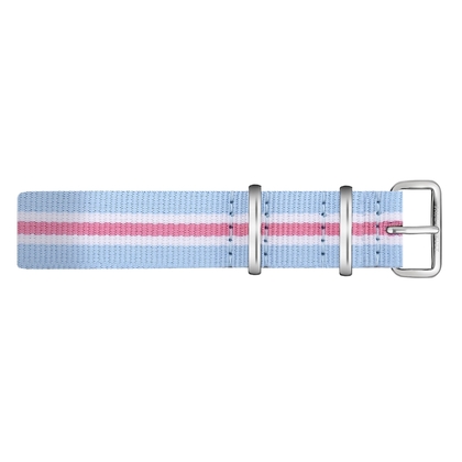 Paul Hewitt NATO Horlogeband Lichtblauw Wit Roze met Stalen Gesp 20mm