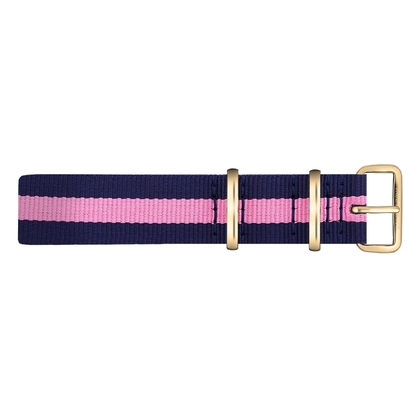 Paul Hewitt NATO Horlogeband Marineblauw Roze met Gouden Gesp 20mm