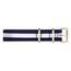 Paul Hewitt NATO Horlogeband Marineblauw Wit met Gouden Gesp 20mm