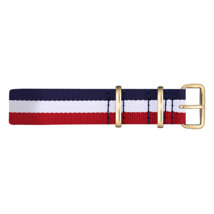 Paul Hewitt NATO Horlogeband Marineblauw Wit Rood met Gouden Gesp 20mm