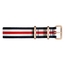 Paul Hewitt NATO Horlogeband Marineblauw Wit Rood met Rosegouden Gesp 20mm
