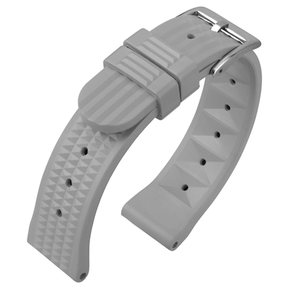 Seiko Style Waffle Strap Horlogebandje Rubber Grijs