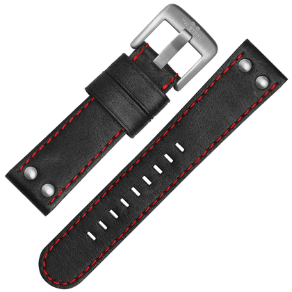 TW Steel Horlogebandje CS7, CS9 - TWS7 Zwart, Rood Stiksel 22mm