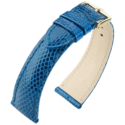 Hirsch Berlin Lizard Echt Hagedissenleer Horlogebandje Aqua - 18mm