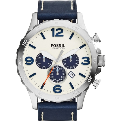 Fossil JR1480 Horlogeband Blauw Leer    