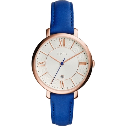 Fossil ES3795 Horlogeband Blauw Leer 