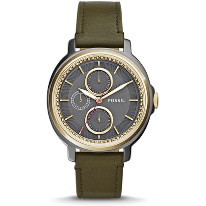 Fossil ES3833 Horlogeband Groen Leer 