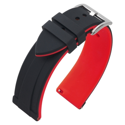 Silicone Rubberen Horlogeband Zwart Rood