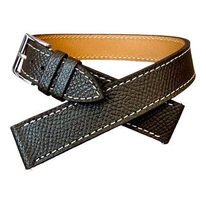LIC Double Tour Type Hermes Wikkel Horlogeband Epsom Kalfsleer Chocoladebruin