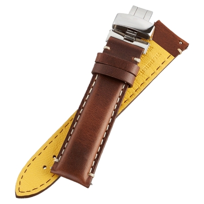 Fromanteel Pendulum Horlogeband met Vouwsluiting Geolied Kalfsleer Bruin XL