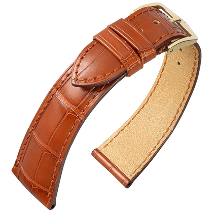 Hirsch Berlin Louisiana Alligator Horlogebandje Mat Cognac - 13mm