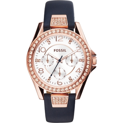 Fossil ES3887 Horlogeband Blauw Leer