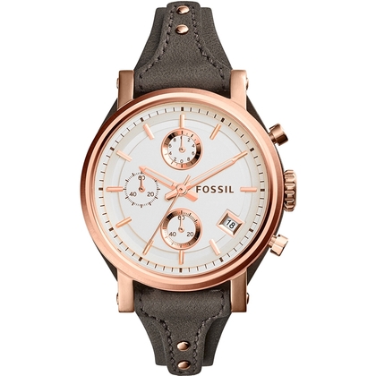 Fossil ES3818 Horlogeband Grijsbruin Leer 