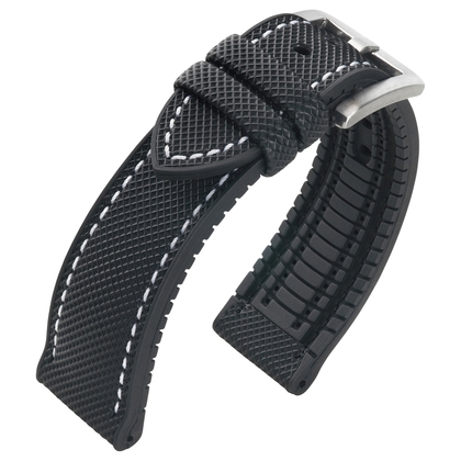 Zeildoek Structuur Horlogeband FKM Rubber Zwart