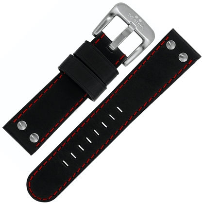 TW Steel Horlogebandje TW11, TW78 - Zwart, Rood Stiksel 22mm