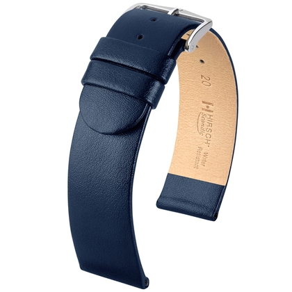 Hirsch Scandic Horlogebandje Blauw Kalfsleer