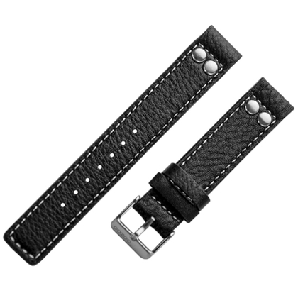 OOZOO Horlogebandje Zwart Leer met Studs