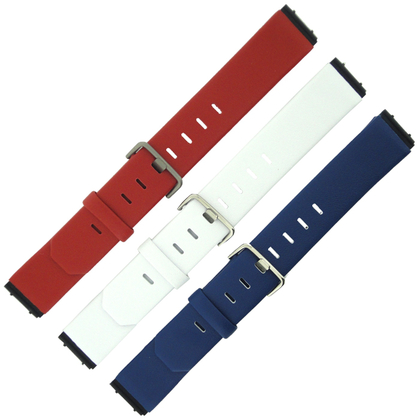 Jacob Jensen horlogeband Rood, Wit, Blauw Leer 17mm